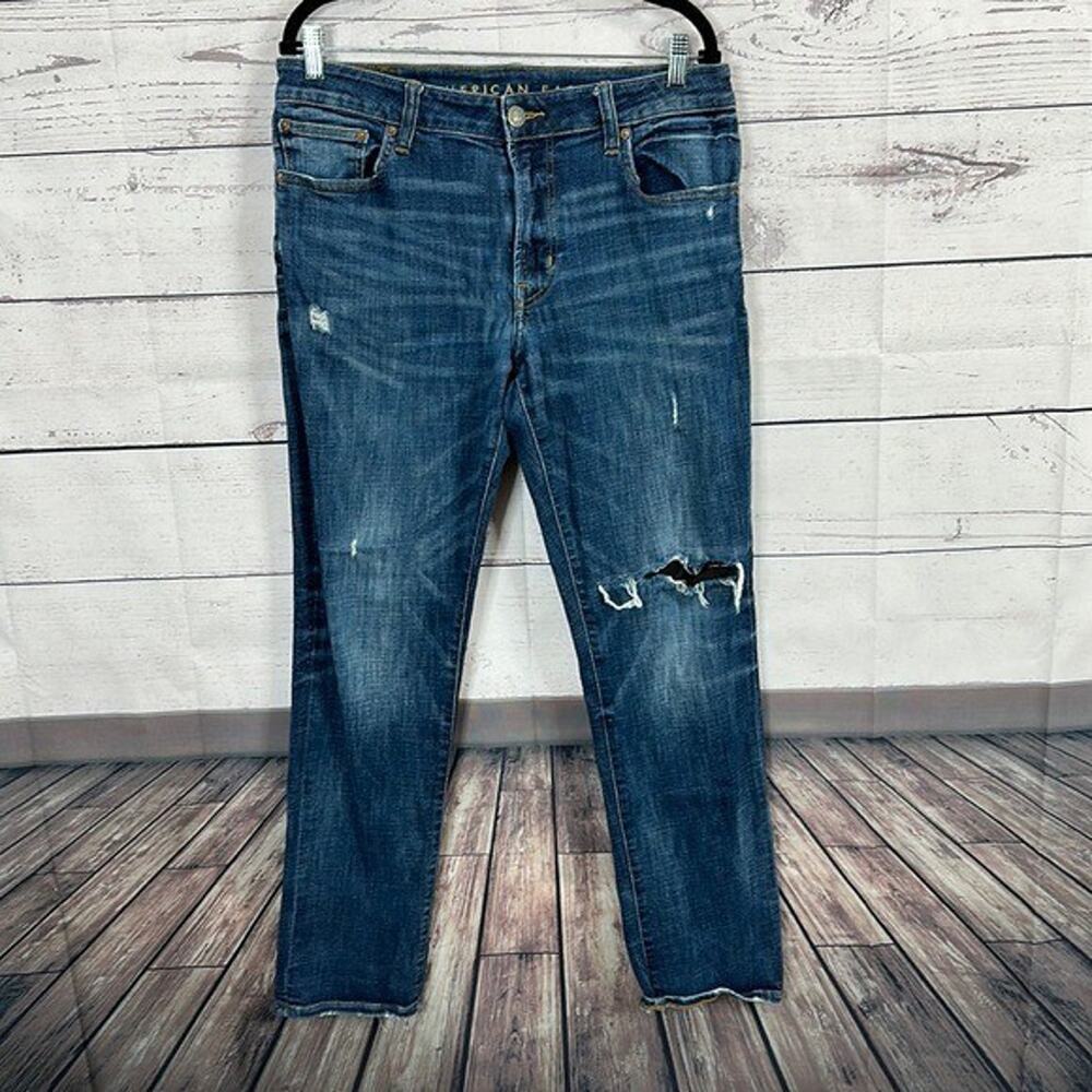 American Eagle Jeans Mens 33X32 Next‎ Level Flex Slim Straight Distressed